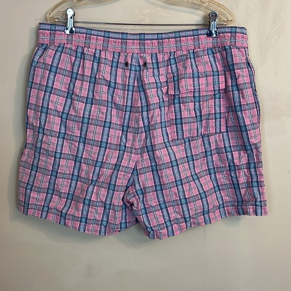 Polo Ralph Lauren Mesh Lined Elastic Waist Swim Bottom Pink Plaid Mens XXL - Picture 4 of 11